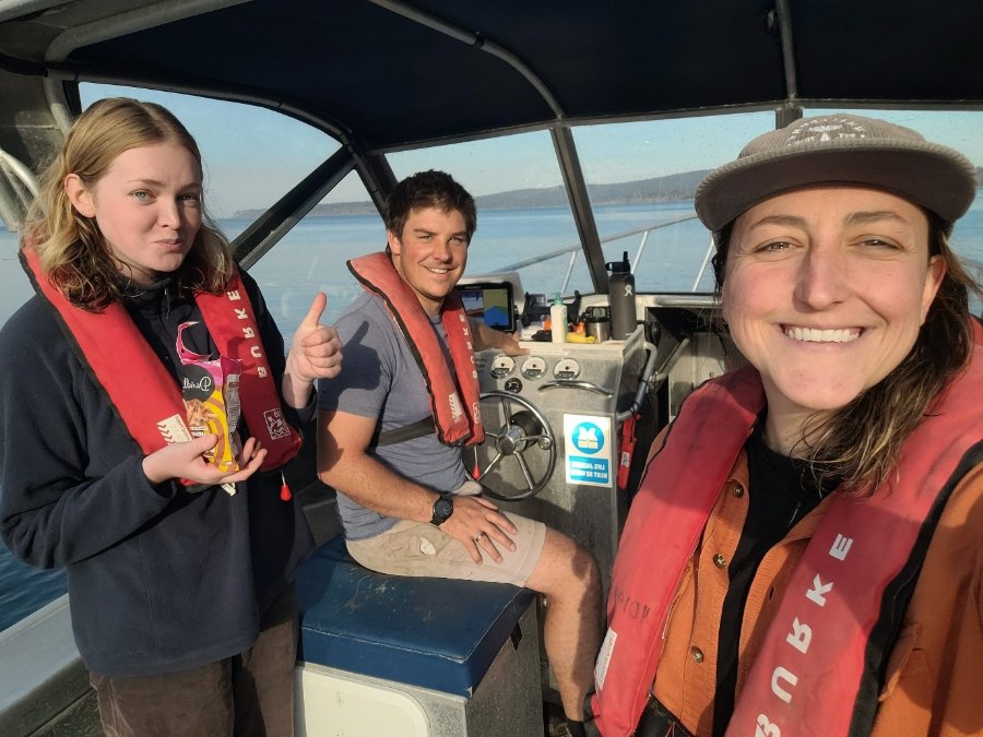 Field team on the boat