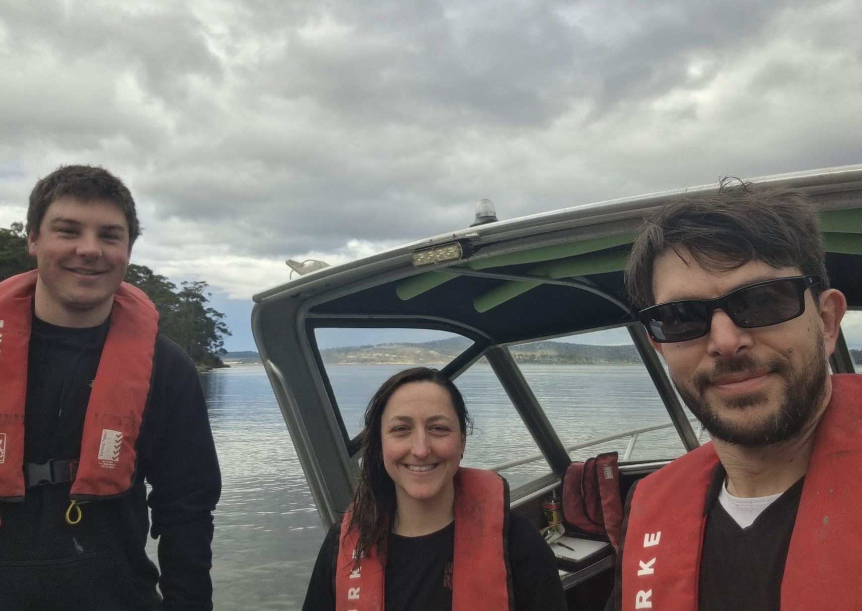 The field team working on the boat
