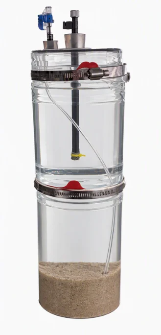Side view of a sediment incubator with porewater and water-column sampling ports